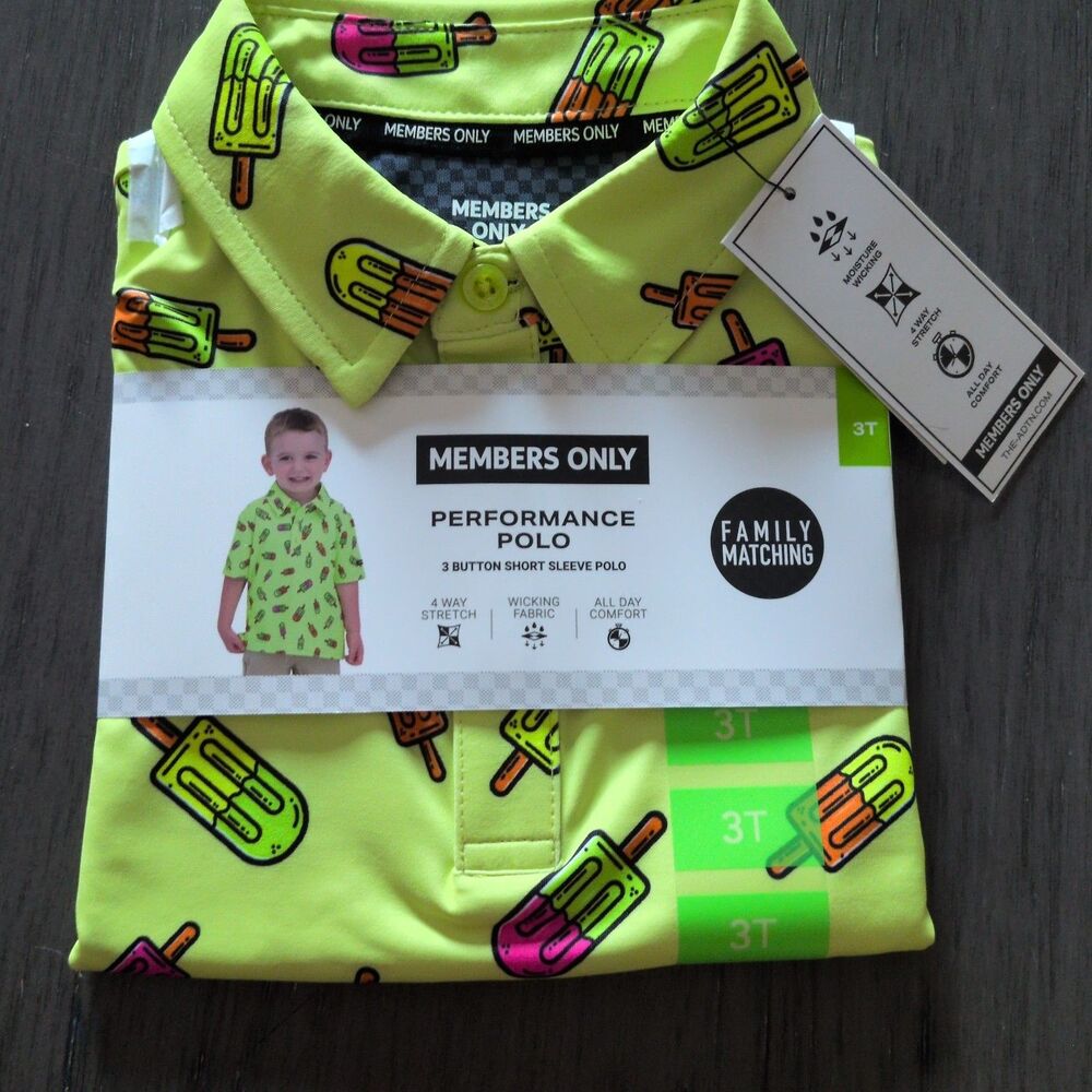 Members Only 3T Kids Performance Polo Neon Green Yellow Popsicle Family Matching